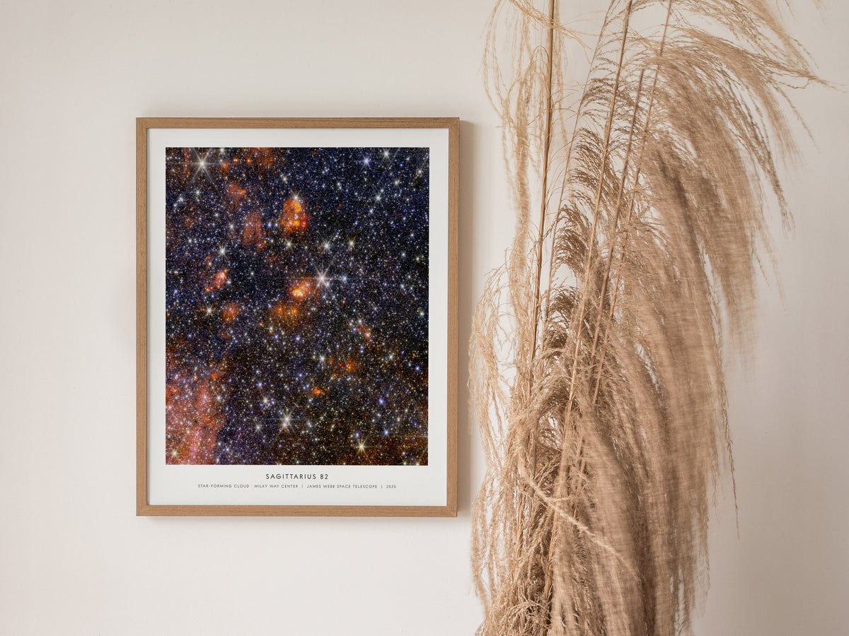 Sagittarius B2 Poster | NASA Star-forming Cloud · Milky Way Center Space Photography Wall Art — styled in a modern interior