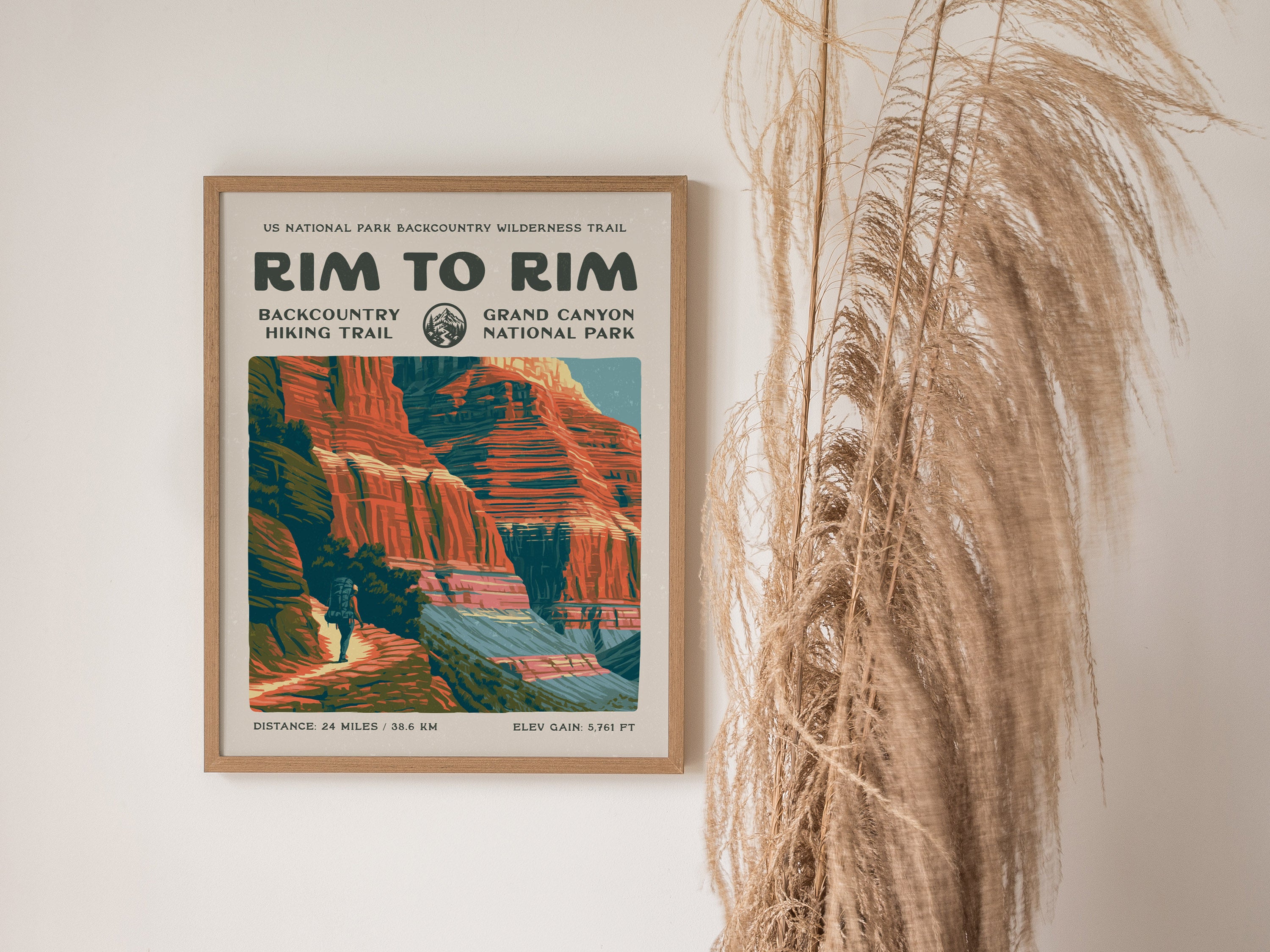 Rim to Rim, Grand Canyon Poster | Backpacker Gift | Desert