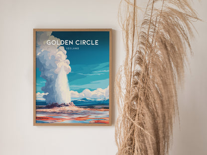 Golden Circle, Iceland Poster | Geysers & Waterfalls Nordic Wall Art — styled in a modern interior