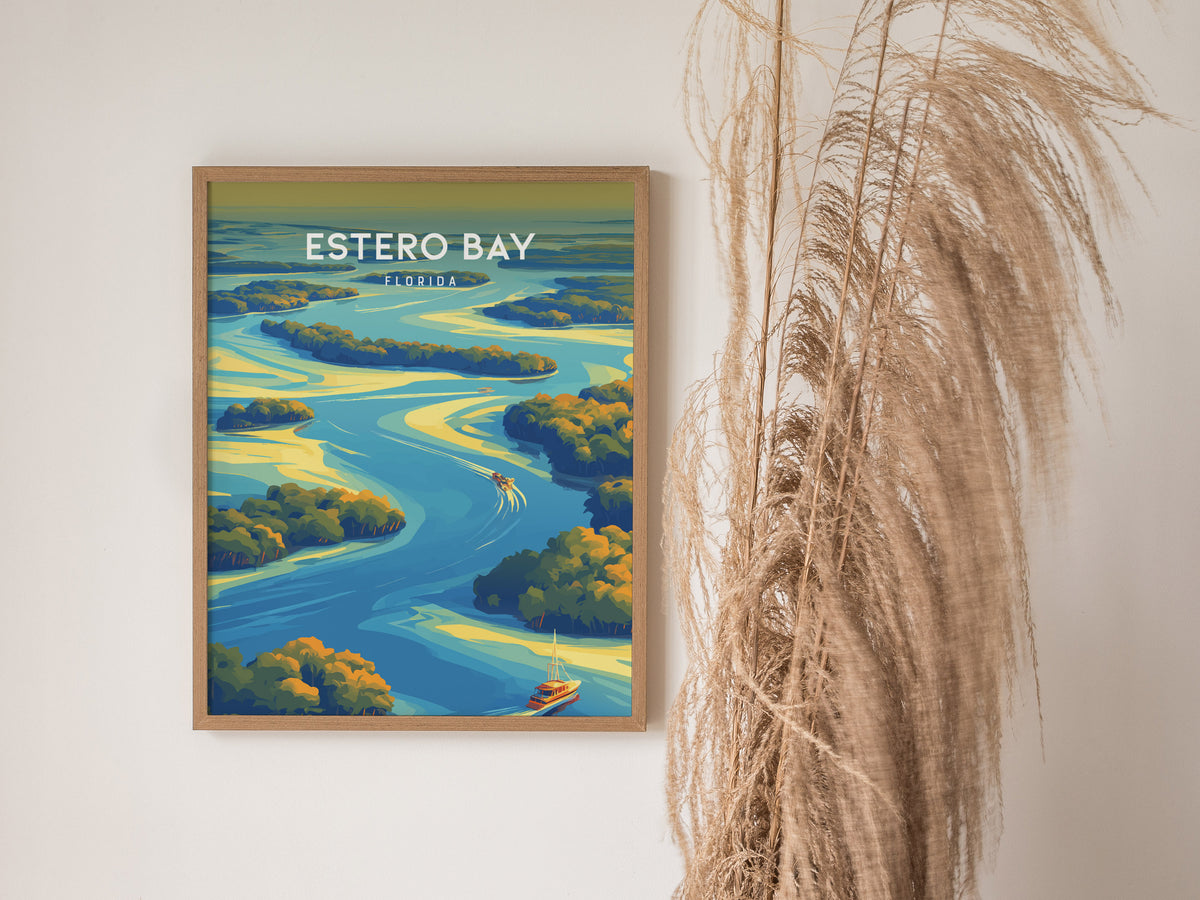 Estero Bay, Florida Poster | Mangroves & Gulf Coast Art Wall Art — styled in a modern interior