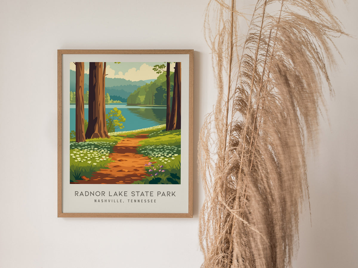 Radnor Lake State Park Matte Border Poster | Nashville, Tennessee Destination Print — styled in a modern interior