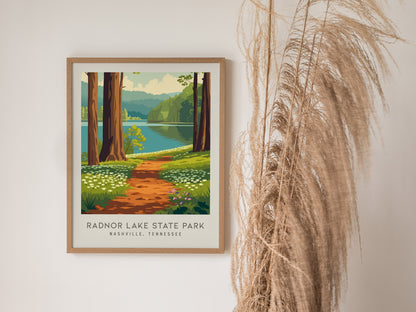 Radnor Lake State Park Matte Border Poster | Nashville, Tennessee Destination Print — styled in a modern interior