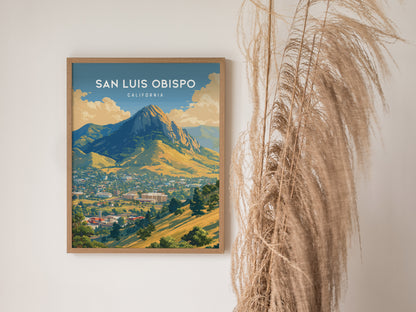San Luis Obispo Poster | Bishop Peak SLO Art | Central Coast California