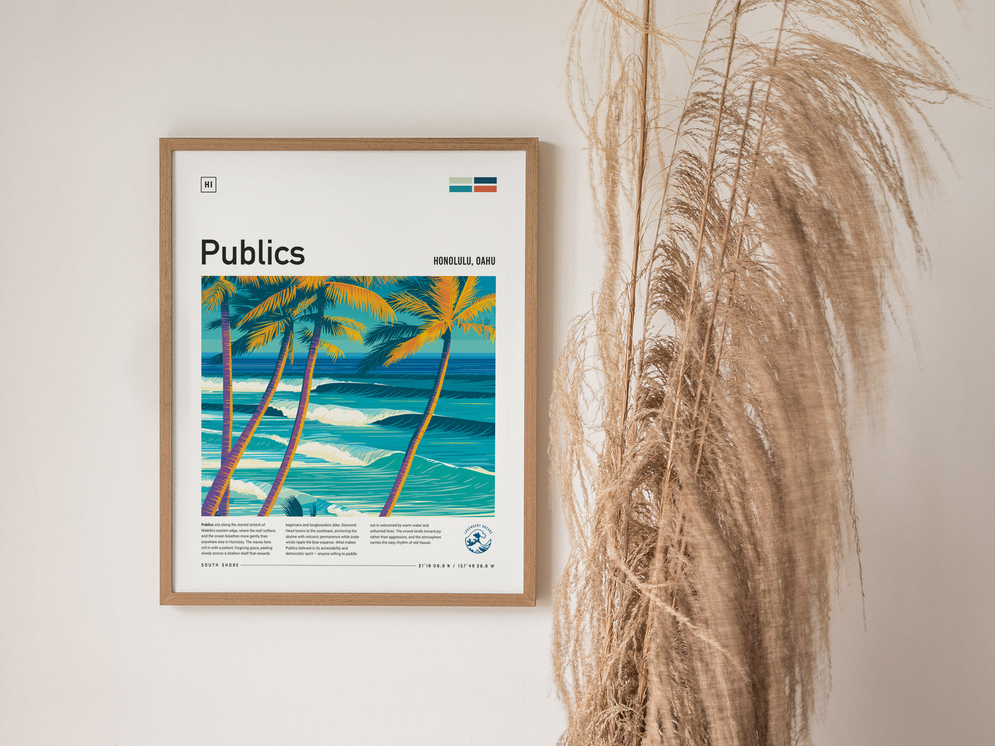 Publics, Hawaii Poster | Tropical Surf Break Island Wall Art — styled in a modern interior