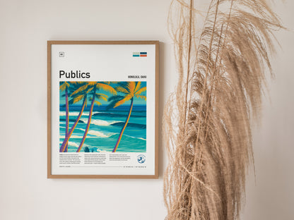Publics, Hawaii Poster | Tropical Surf Break Island Wall Art — styled in a modern interior