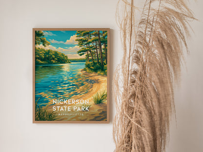 Nickerson State Park, Massachusetts Poster | Cape Cod Forest & Lake Wall Art — styled in a modern interior