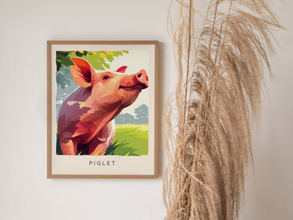 Piglet, Sus scrofa domesticus Poster | Adorable Farm Wildlife Nature Poster Wall Art — styled in a modern interior