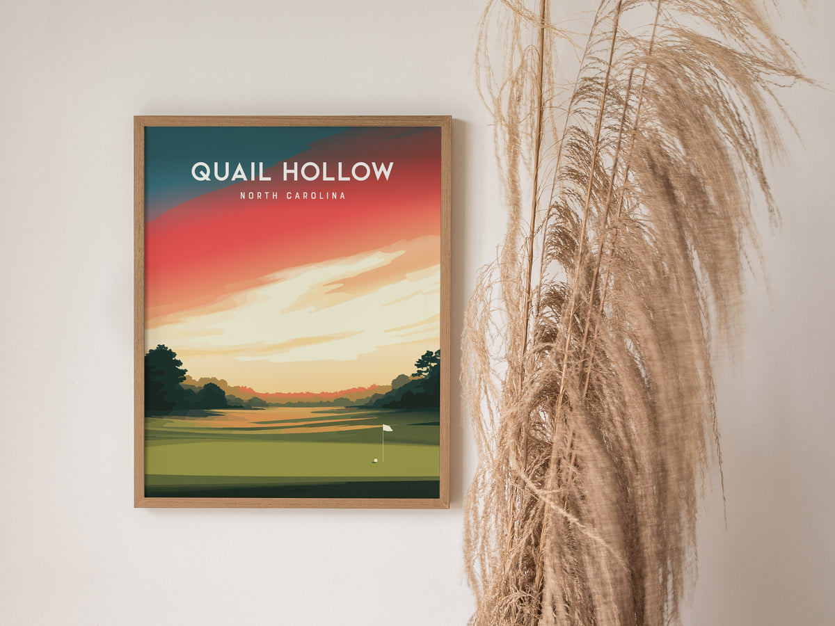 Quail Hollow, North Carolina Poster | Golf Wall Art & Golfer Gift — styled in a modern interior