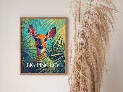 Big Pine Key Deer Poster | Florida Keys Wildlife Tropical Wall Art | Framed or Unframed
