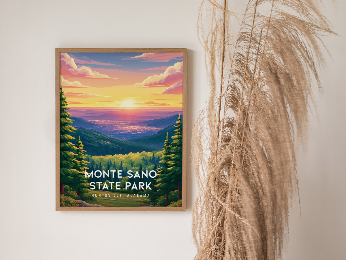 Monte Sano State Park, Huntsville, Alabama Poster | Mountain Forest Trail Destination Print Wall Art — styled in a modern int