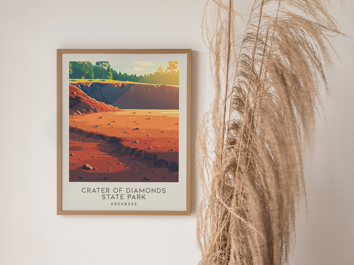 Crater of Diamonds State Park Matte Border Poster | Arkansas Destination Print Travel Wall Art — styled in a modern interior