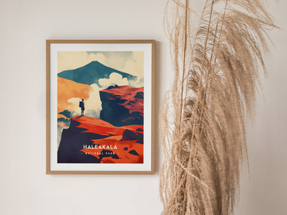 Haleakala Minimalist Poster | Maui Volcano National Park Wall Art