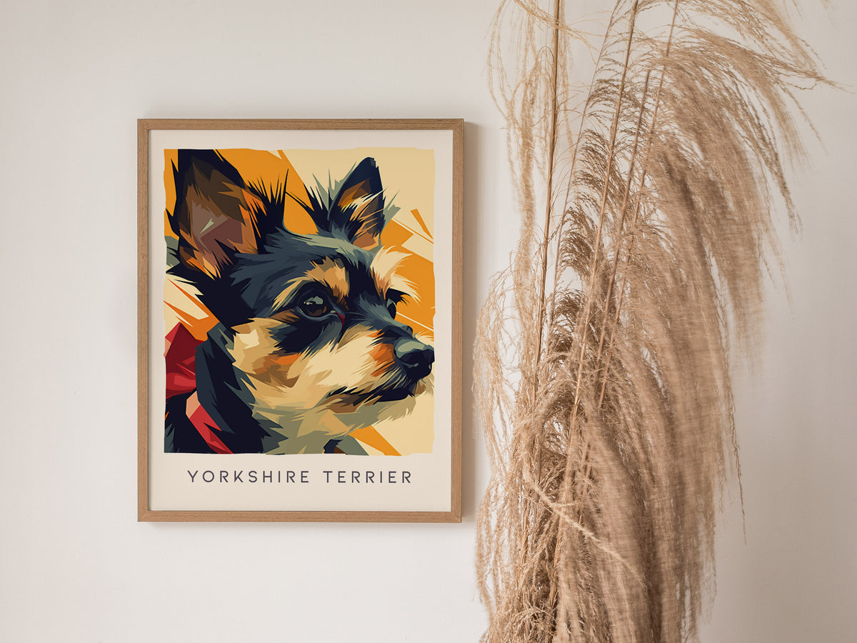 Yorkshire Terrier Poster | Bold & Beautiful Yorkie Portrait Wall Art — styled in a modern interior