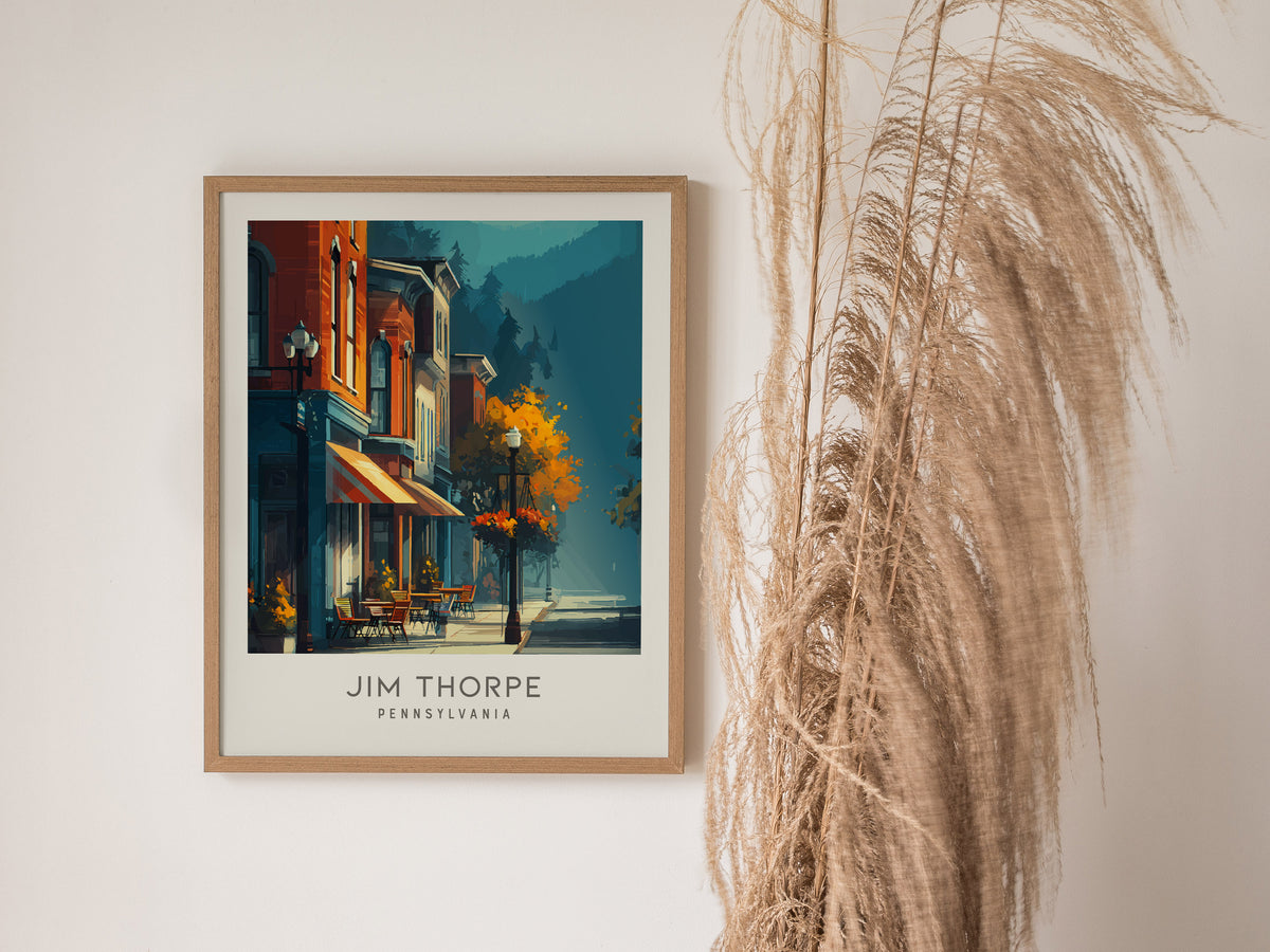 Jim Thorpe Matte Border Poster | Pennsylvania Destination Print Travel Wall Art — styled in a modern interior