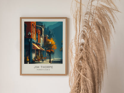 Jim Thorpe Matte Border Poster | Pennsylvania Destination Print Travel Wall Art — styled in a modern interior
