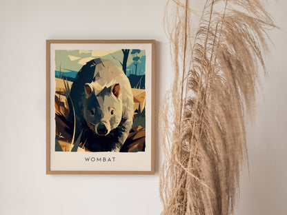 Wombat, Vombatus Ursinus Poster | Charming Australian Wildlife Wall Art — styled in a modern interior