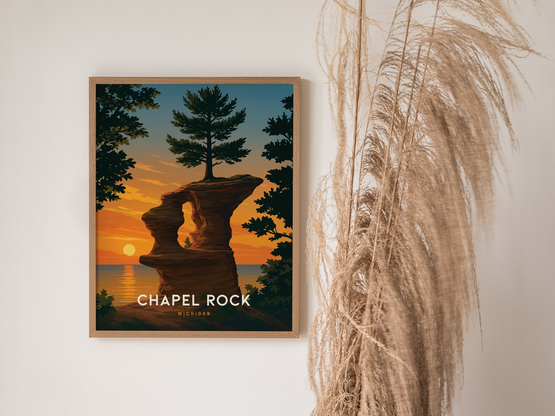 Chapel Rock Michigan Poster | Pictured Rocks Lake Superior Wall Art | Framed or Unframed