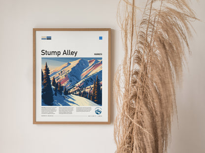 Stump Alley, Mammoth Poster | Bold Ski Run Mountain Wall Art — styled in a modern interior