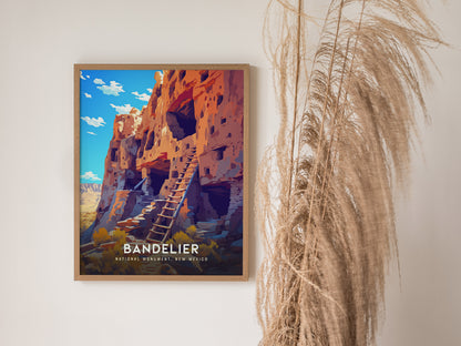 Bandelier National Monument Poster | New Mexico Pueblo Ruins Southwest Wall Art | Framed or Unframed