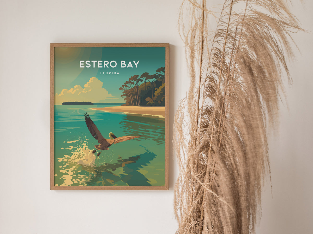 Estero Bay, Florida Poster | Mangroves & Gulf Coast Art Wall Art — styled in a modern interior