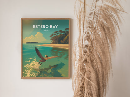 Estero Bay, Florida Poster | Mangroves & Gulf Coast Art Wall Art — styled in a modern interior