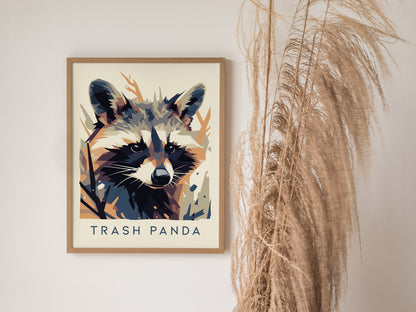Trash Panda Poster | Urban Wildlife Raccoon Art | Funny Animal Wall Art