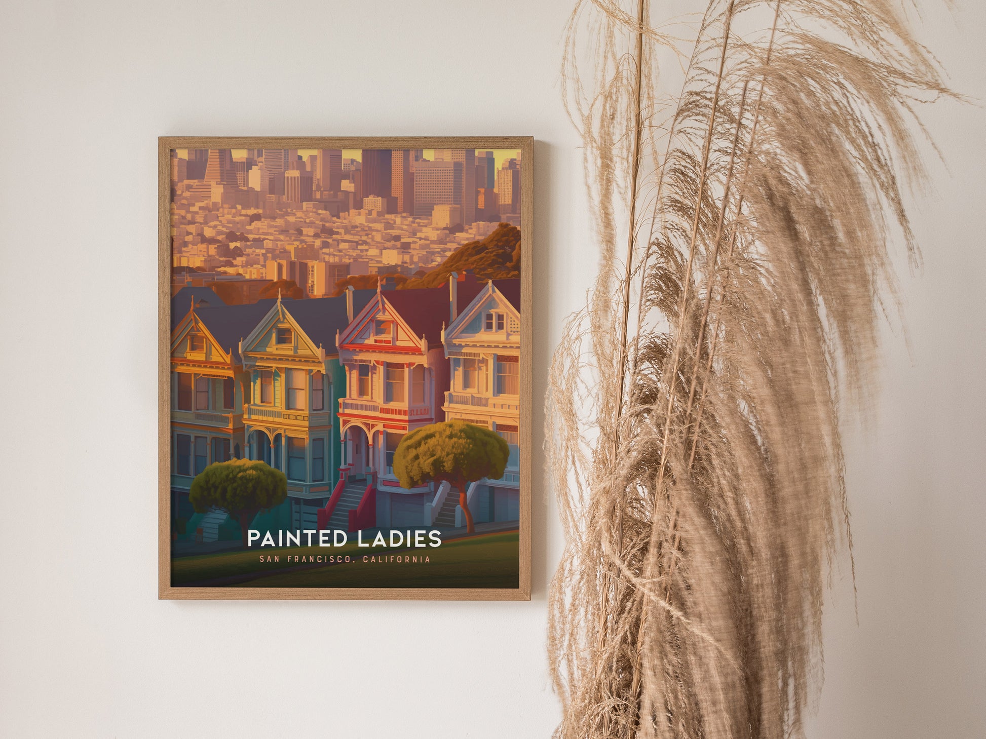 Painted Ladies San Francisco Poster | Alamo Square Victorian Wall Art Print