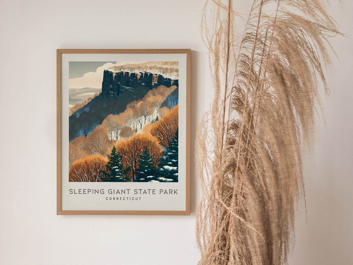 Sleeping Giant State Park Matte Border Poster | Connecticut Travel Wall Art — styled in a modern interior