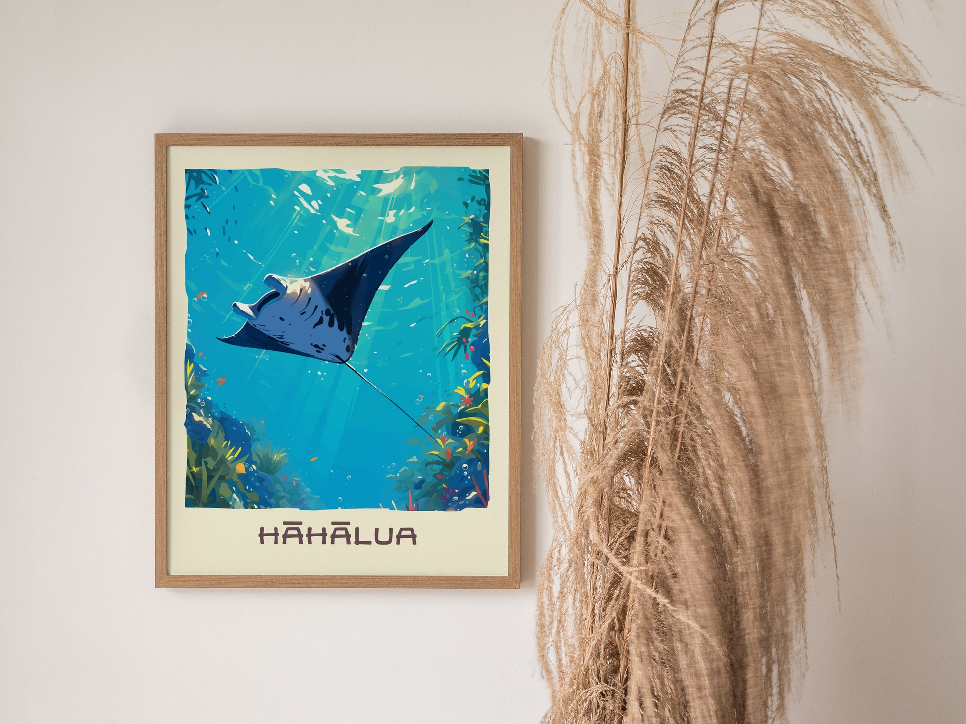 Hahalua Poster | Hawaii Manta Ray Dive Wall Art