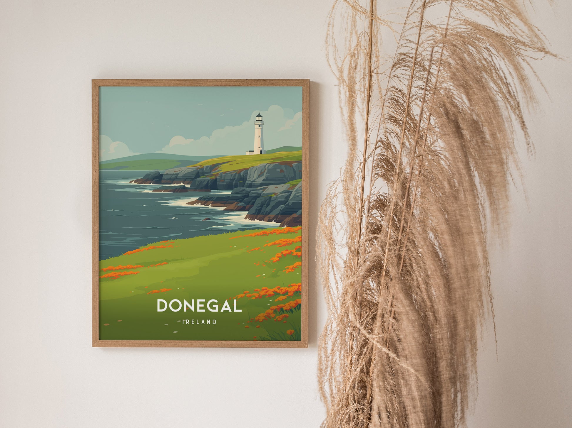 Donegal, Ireland Poster | Rugged Cliffs & Celtic Coast Wall Art — styled in a modern interior