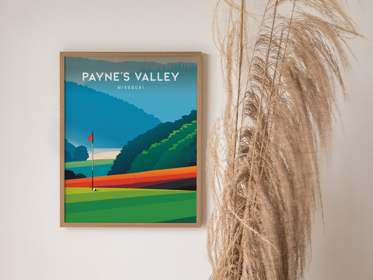 Payne's Valley, Missouri Poster | Links Poster & Golfer Gift Wall Art — styled in a modern interior
