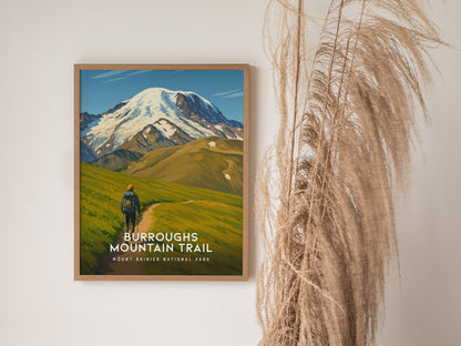 Burroughs Mountain Trail Poster | Mount Rainier National Park Wall Art Print | Framed or Unframed