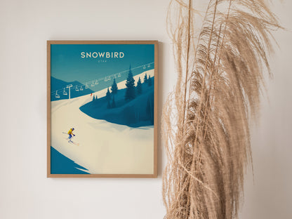 Snowbird Utah Poster | Vintage Ski Resort Art | Wasatch Mountain Print
