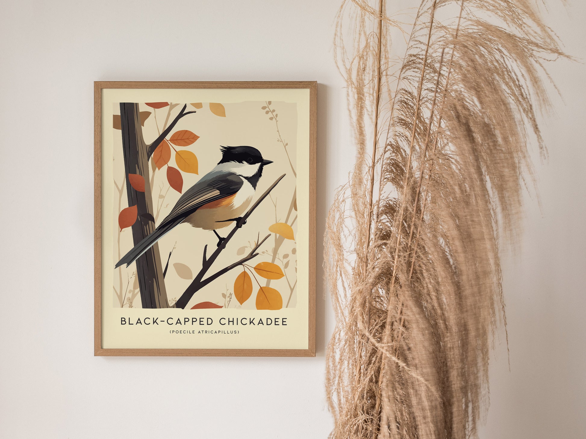 Black-Capped Chickadee Audubon Print | Modern Bird Lover Wall Art | Framed of Unframed