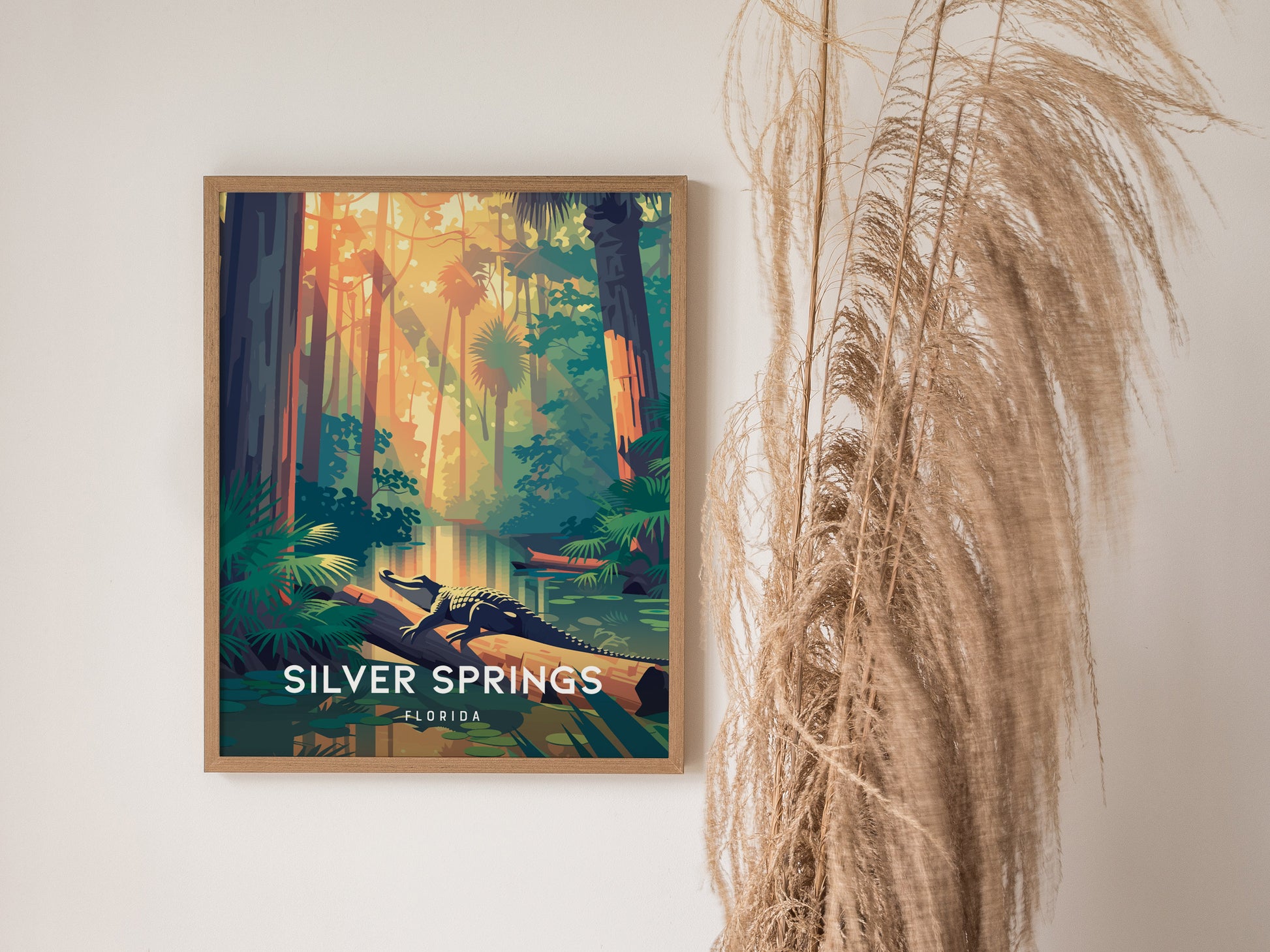 Silver Springs, Florida Poster | Crystal Waters & Glass-Bottom Boat Wall Art — styled in a modern interior