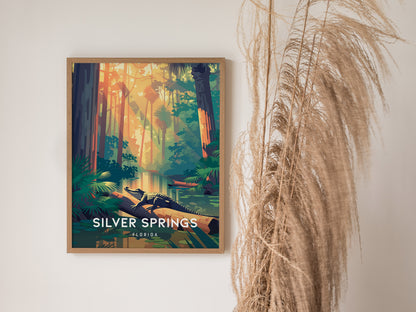 Silver Springs, Florida Poster | Crystal Waters & Glass-Bottom Boat Wall Art — styled in a modern interior