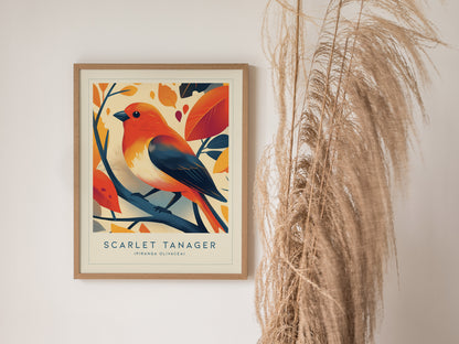 Scarlet Tanager Bird Poster | Audubon Songbird Art Birdwatcher Gift