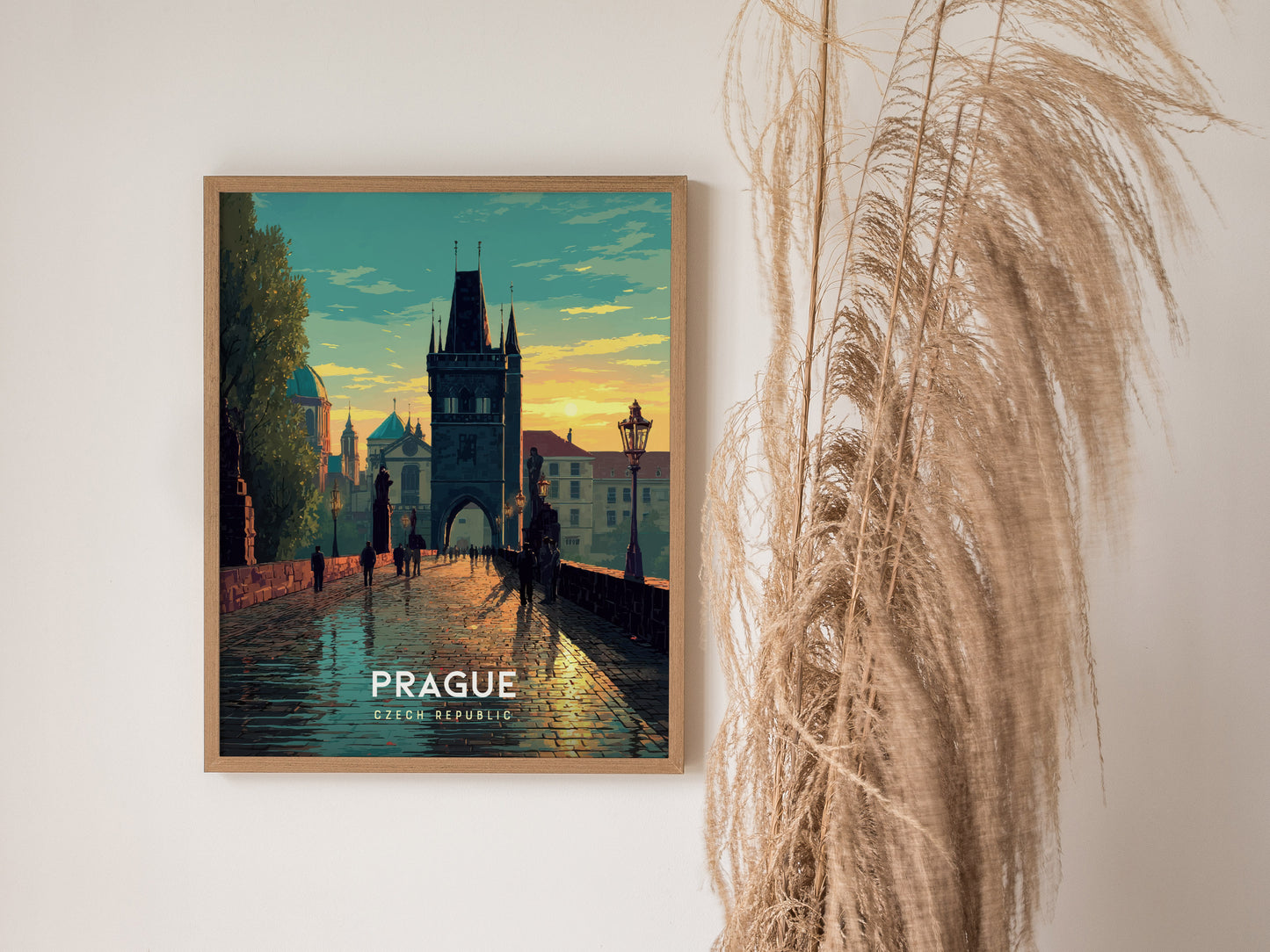Prague Poster | Charles Bridge Sunset Art | Czech Republic Travel
