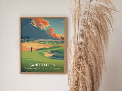 Sand Valley, Wisconsin Poster | Rolling Dunes & Fairways Golf Wall Art — styled in a modern interior