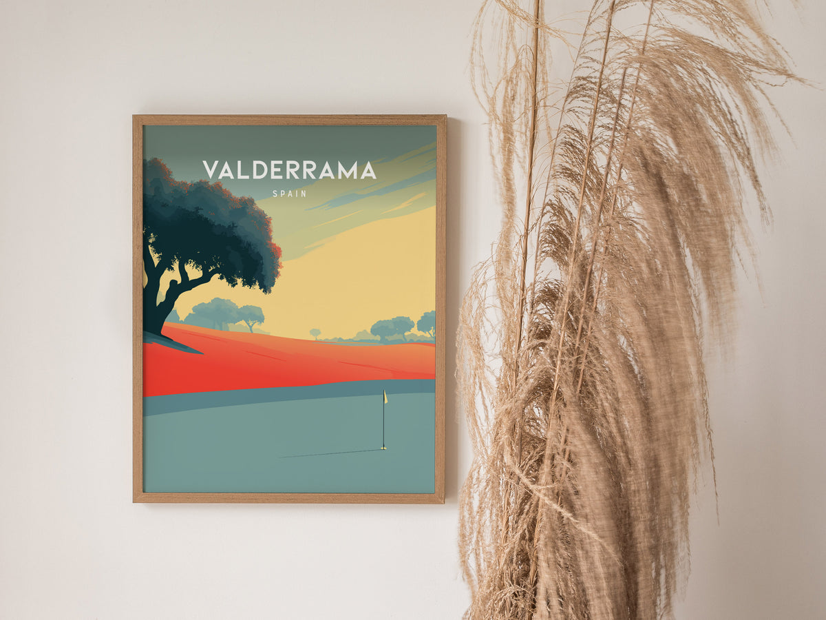 Valderrama, Spain Poster | Sunlit Fairways & Clubhouse Golf Wall Art — styled in a modern interior