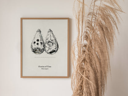 Ocarina of Time Poster | Tibia temporis Vintage Pen and Ink Print Scientific Illustration Wall Art — styled in a modern inter