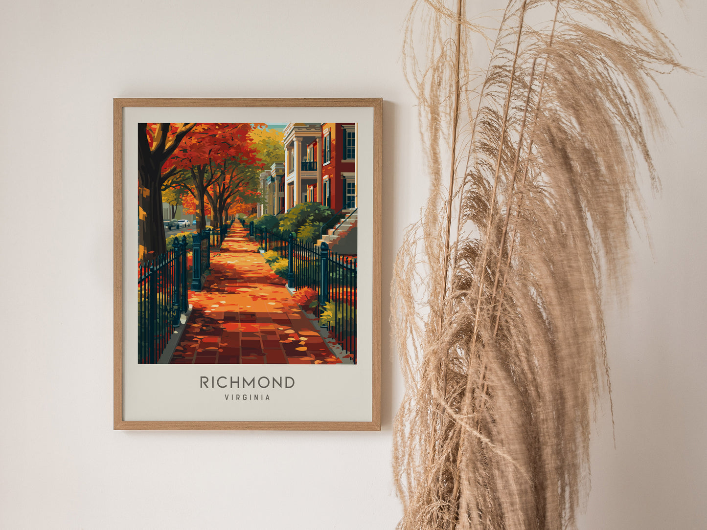 Richmond Matte Border Poster | Virginia Destination Print Travel Wall Art — styled in a modern interior