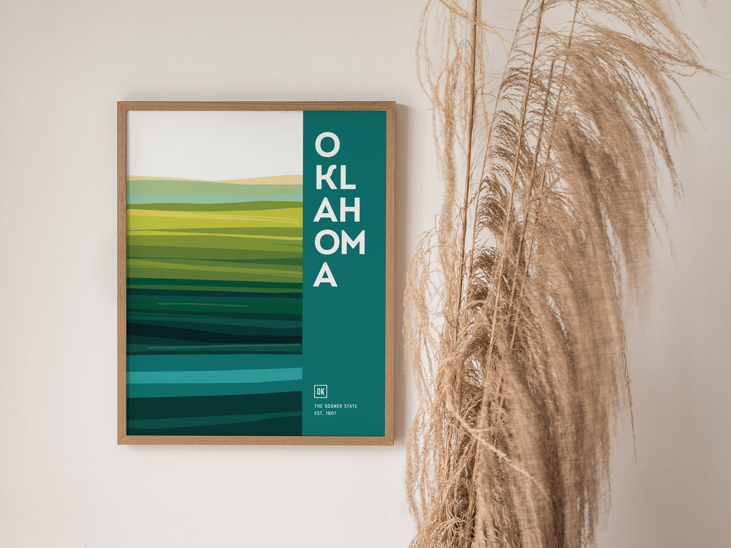 Oklahoma Sooner State Poster | Abstract Tallgrass Prairie Wall Art Print