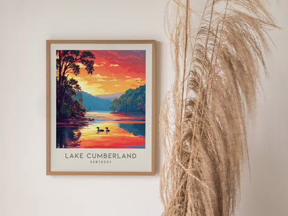 Lake Cumberland Matte Border Poster | Kentucky Destination Print Travel Wall Art — styled in a modern interior
