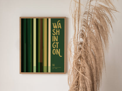 Washington Poster | Evergreen State Minimalist Forest Abstract Art WA