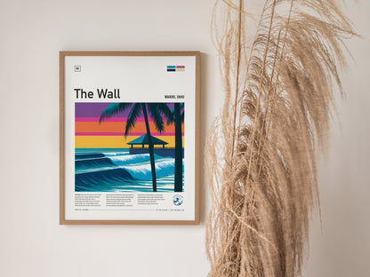 The Wall, Hawaii Poster | Epic Big Wave Surf Break Wall Art — styled in a modern interior