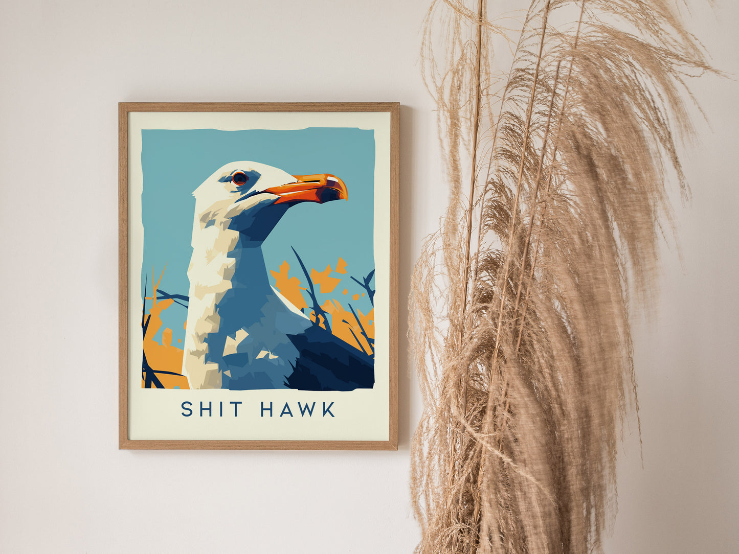 Shit Hawk Seagull Poster | Funny Beach Bird Art Gift