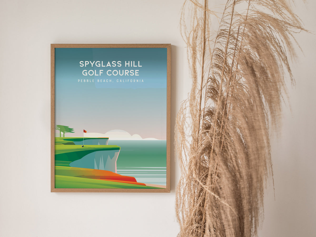 Spyglass Hill Golf Course, Pebble Beach, California Poster | Iconic Links Golfer Gift Wall Art — styled in a modern interior