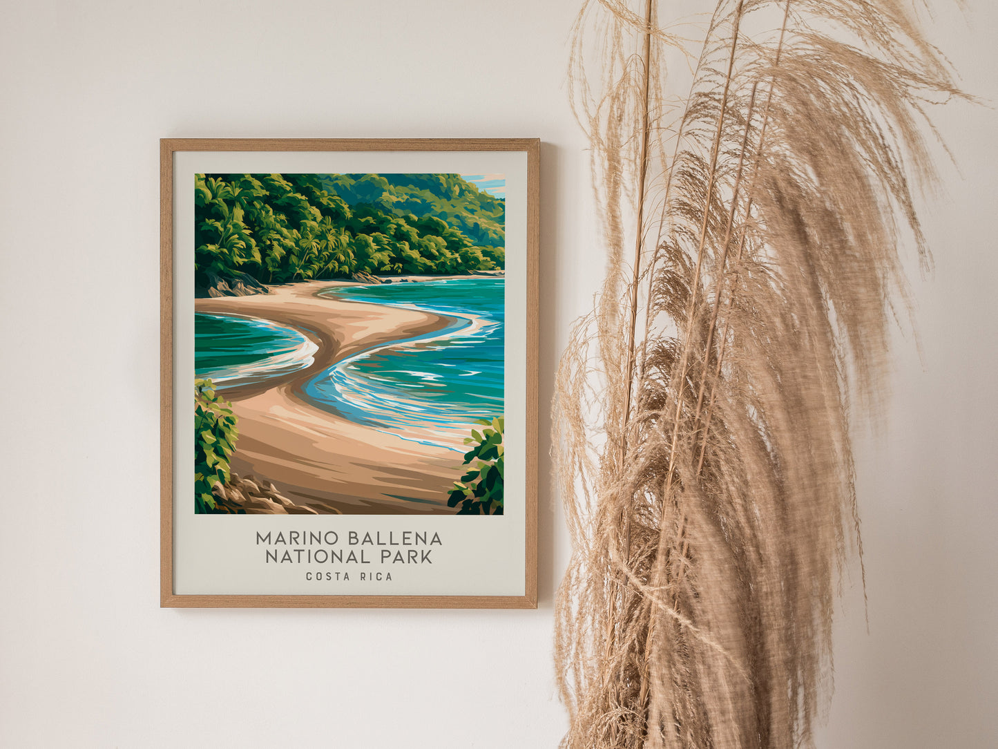 Marino Ballena National Park Matte Border Poster | Costa Rica Travel Wall Art — styled in a modern interior