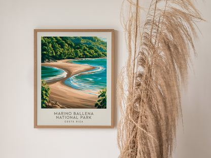 Marino Ballena National Park Matte Border Poster | Costa Rica Travel Wall Art — styled in a modern interior